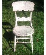 Antique/Vintage Oak Chair - Painted White Circle Seat - Needs Work/Refin... - £23.90 GBP