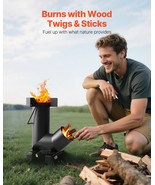 VEVOR Camping Rocket Stove Wood Burning Portable Rocket Stove Carbon Ste... - $171.90 CAD