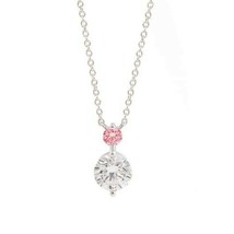 1.00 CT Round Simulated Diamond 14K White Gold Plated Two-Stone Pendant Necklace - £172.35 GBP