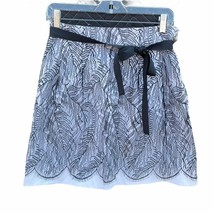 The Wrights Flared Skirt Size 4 White Black Lace Detail Belted Made in USA - $27.68