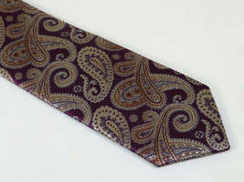 Mens Narrow Tie/Hankie Set Woven Vito Rofolo VTR-111 Wine Tan Paisley image 3