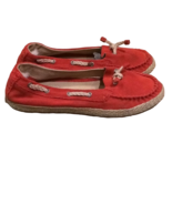 UGG Red Suede Leather Moccasin Slip-on Flat Loafers Girls Size 2 Espadri... - £8.96 GBP