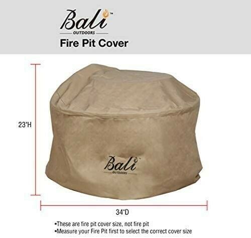 NEW BALI OUTDOORS Round Fire Pit Covers Waterproof Weather Resistant PVC BROWN - $44.54