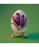 Egg Statue Figure on Stand Goebel W Germany 1983 Annual Egg Flower Purpl... - €13,57 EUR