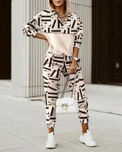 2022 Women Fashion Plaid Print Zipper Front Hooded Top &amp; Pants Set Two Pieces Su - £83.55 GBP