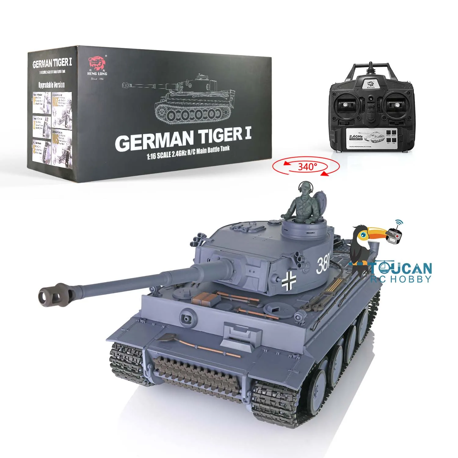 2.4Ghz Henglong 1/16 Scale 7.0 Plastic Ver German Tiger I RC Tank 3818 Model - £230.78 GBP