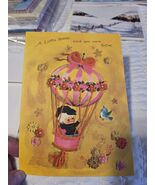 Vtg Get Well Greeting Card Adorable Flowers Blue Bird, hot air balloon - €8,50 EUR