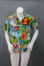 Vintage Hawaiian Shirt - Multi-Picture Block Pattern by Island Togs -Mens Medium - £75.93 GBP