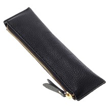 Genuine Leather Pencil Case - Zippered Pen Case Stationery Bag Zipper Po... - £18.17 GBP