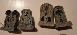 Lot Of 4 Miniature Figures Halloween Village Figurines Mini Tombstones RIP - £31.42 GBP