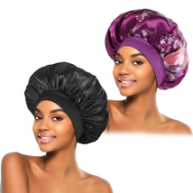 2Pcs Silk Bonnet for Sleeping, Satin Hair Bonnets, Soft Elastic Band Sil... - £10.10 GBP