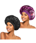 2Pcs Silk Bonnet for Sleeping, Satin Hair Bonnets, Soft Elastic Band Sil... - £10.05 GBP