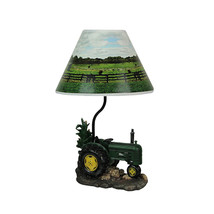 Zeckos Country Green Farm Tractor 19 Inch Tall Table Lamp Farmhouse Decor - £63.28 GBP