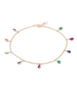 18K Gold Ruby Sapphire Emerald Charm Bracelet - £567.43 GBP