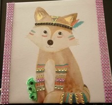 WALL ART PHOTO REPRO. NEW FAUX CANVAS &quot;ETHNIC KITTY KAT&quot;  HAND EMBELLISHED - £9.29 GBP