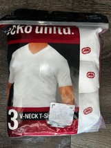 Ecko  Unltd. ~ Men&#39;s 3-Pack T-Shirts V-Neck Undershirts White Cotton Blend ~ XL - £19.34 GBP