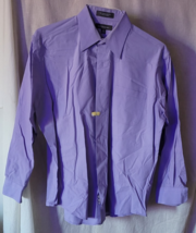 Men's Croft &amp; Barrow Dress Shirt Solid Purple Size Medium Long Sleeve Ch... - $14.99