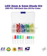 Light Emitting Diodes 3mm 5mm Kit 200 PCS 100 Each Size 20 Each Size Color - $3.87