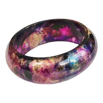 Hand Painted Marble Effect Medium Wide Resin Bangle Bracelet for Women Girls Fas - £19.98 GBP