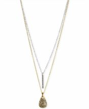 Lucky Brand Two-Tone Pave Bar and Paddle Layered Necklace, 18-1/2 + 2 - £19.28 GBP