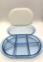 Tupperware Preludio Watercolor Blue Hors D&#39;oeuvre Tray w/ Dividers, Cover &amp; Seal - £24.48 GBP