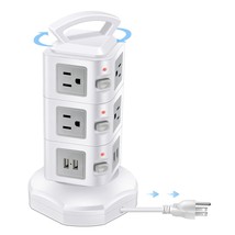10 Outlets Power Strip Surge Protector With 4 Usb Ports - Retractable Extension  - £45.61 GBP