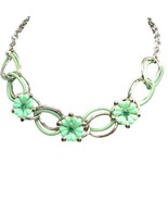 art deco collar choker necklace green enamal flower Gold Tone 14.5” - €27,94 EUR
