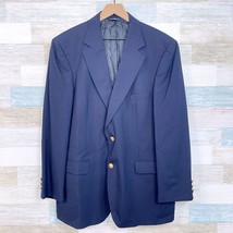 Brooks Brothers 346 Gold Metal Button Hopsack Blazer Navy Blue Wool Mens... - $128.69