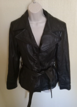 Women’s Wilsons Leather Maxima Black Belted Leather Jacket Size M - £44.84 GBP