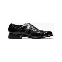 00267, Stacy Adams Leather Shoes Dayton Alligator Print Wingtip Lace Up Black image 7