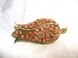 Vintage Gold Toned Rose Pin Brooch Pink Stones 15-v - $645.41 MXN