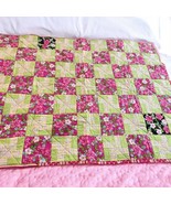 Handmade Batik Quilt, girly cute stripes polka dots Green Pink Flowers 4... - $1,107.98 MXN