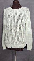 Talbots Women’s Open Knit Weave Chunky Sweater Mint Green White Size M Cotton - £15.62 GBP