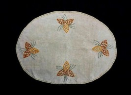 MCM 1960s Floral Butterfly Motif Embroidered  Table Linen Vase Bowl Plac... - $6.89