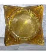 Vintage Square Amber Brown Gold Glass Ashtray Tobacco Cigarettes Cigars ... - £11.79 GBP