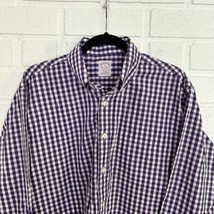 Brooks Brothers Original Polo Shirt Button Up Mens Medium Purple White Check - £14.63 GBP