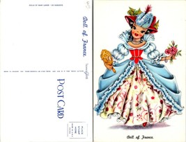 Dolls of Many Lands France Tichnor Gloss Mirror Blue Dress Hat Vintage Postcard - £7.34 GBP