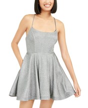 Speechless Juniors&#39; Shimmer Lace-Back Dress Black/Silver Size 13 $89 - $5.89
