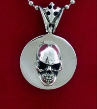Unique Sterling Silver SKULL ICON Pendant for Men and Women. Heavy Rocker Biker  - £106.15 GBP