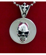 Unique Sterling Silver SKULL ICON Pendant for Men and Women. Heavy Rocke... - $135.00