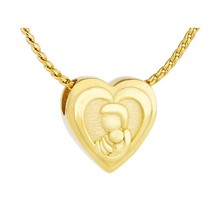 Mother And Child 14KT Gold Heart Cremation Jewelry Urn - £614.94 GBP