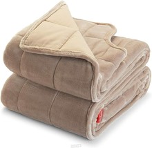 15 Pounds Sunbeam Extra Warm Weighted Body Blanket 54” x 73”, Mushroom - £28.76 GBP