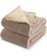 15 Pounds Sunbeam Extra Warm Weighted Body Blanket 54” x 73”, Mushroom - £28.37 GBP