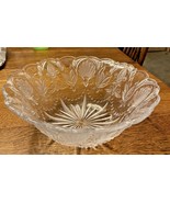 Fifth Avenue Crystal Bowl 11” Clear, With Frosted Leaves &amp; Plume-Made in... - €17,16 EUR