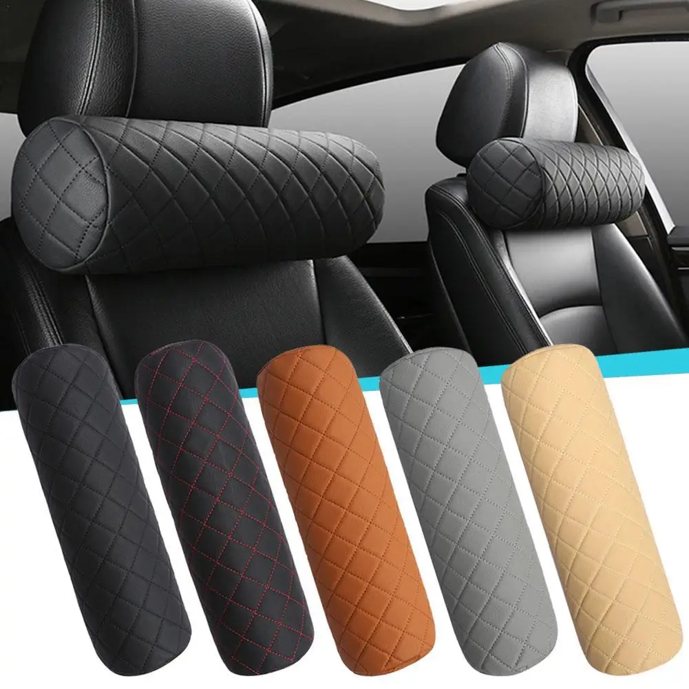 Luxury Car Seat Neck Pillow Headrest Leather Memory Foam Breathable Cervical - £16.46 GBP+