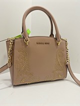 Michael Kors Ellis Satchel Gold Studs Pink Leather Bag Floral Small B3J - $80.18