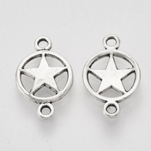 10 Star Connector Charms Lone Star Texas Links 2 Hole Open Jewelry Supplies 16mm - £2.06 GBP