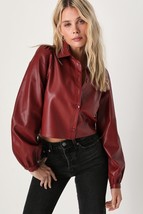 Red Women Casual Handmade Soft Designer Leather Lambskin Shirt Genuine S... - £85.35 GBP