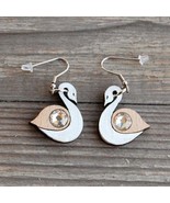 Crystal Swan Wooden Earrings with crystal, Unique gifts for women,Wooden... - $36.83 CAD