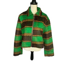 New Mixie Womens Size XL Green Plaid Full Zip Coat Jacket Wool - £16.43 GBP